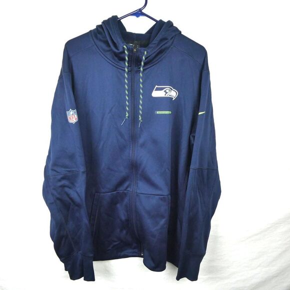 Nike Seattle Seahawks OnField Football NFL Full Zip Hooded Jacket Dri-Fit XL - Picture 1 of 12